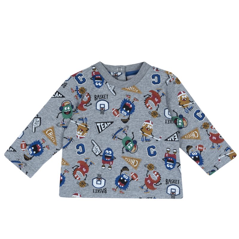 T-SHIRT LONG SLEEVE - GREY PRINTED