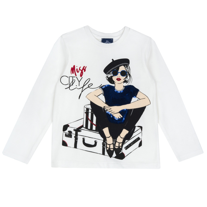 T-SHIRT LONG SLEEVE - BLUE PRINTED