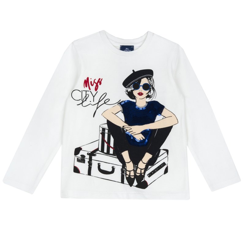 T-SHIRT LONG SLEEVE - BLUE PRINTED