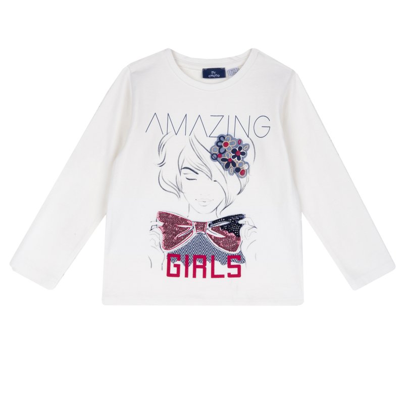 T-SHIRT LONG SLEEVE - WHITE/PINK