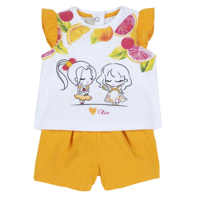 SET 2: TANK TOP + SHORTS - WHITE/YELLOW