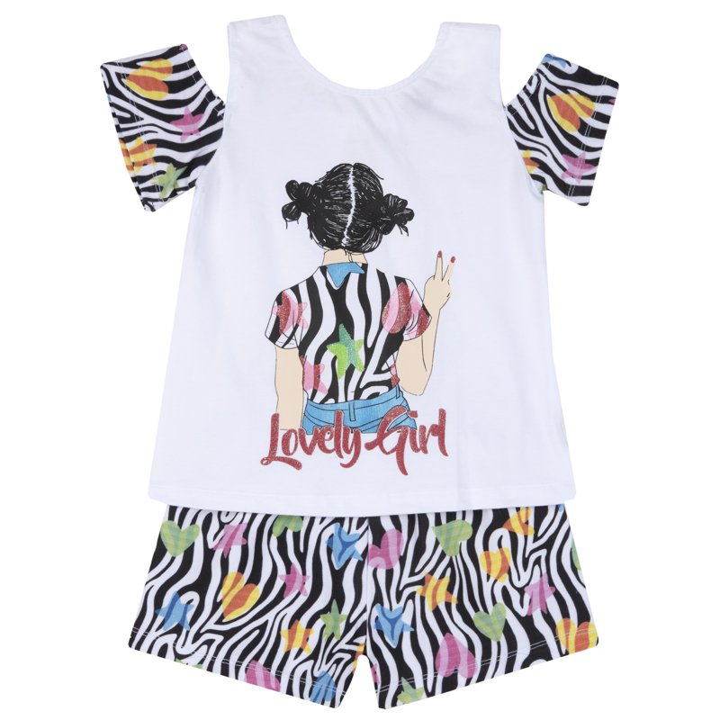 SET 2: T-SHIRT SHORT SLEEVE + SHORTS - WHITE/BLACK