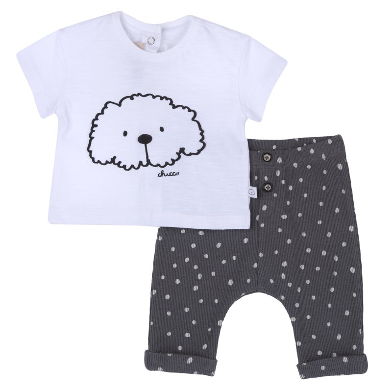 SET 2: T-SHIRT SHORT SLEEVE + PANTS - WHITE