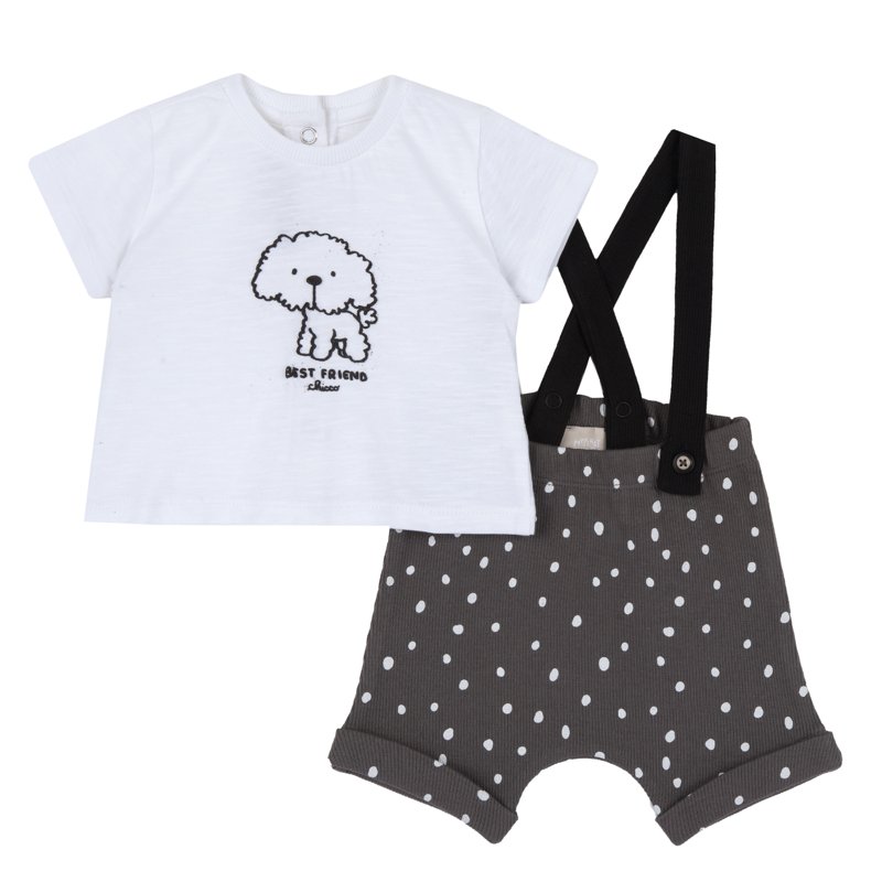 SET 2: T-SHIRT SHORT SLEEVE + SHORTS - WHITE