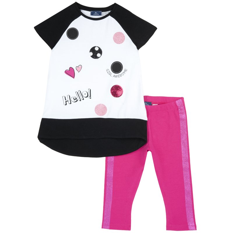 SET 2: T-SHIRT SHORT SLEEVE + LEGGINGS - WHITE