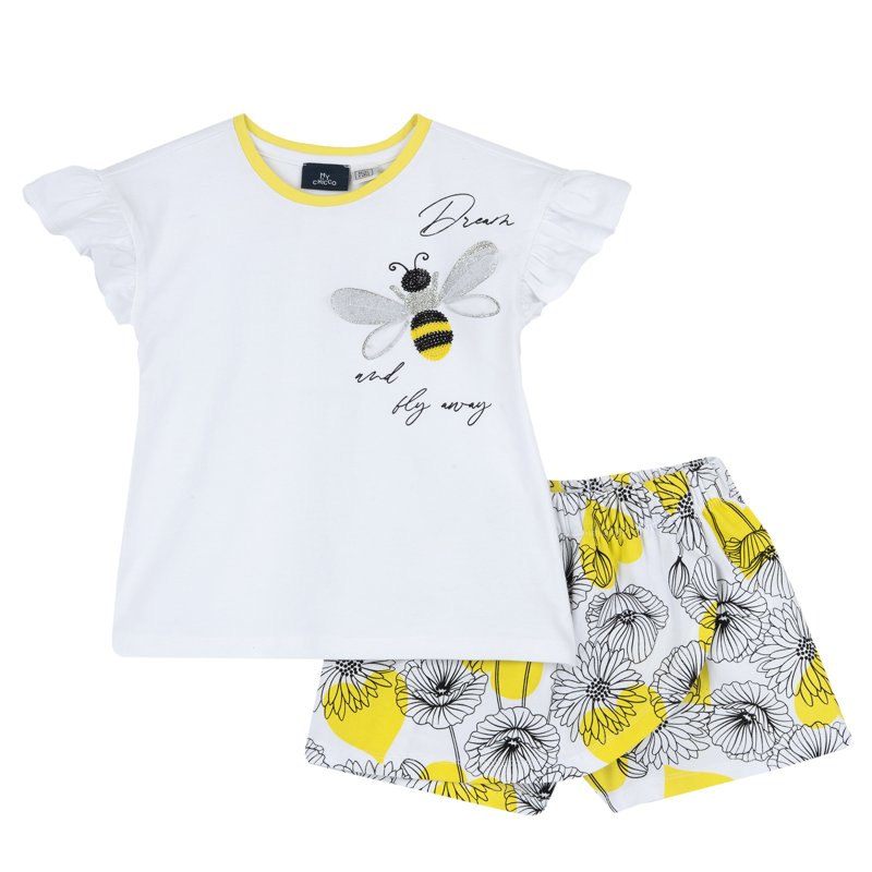 SET 2: T-SHIRT SHORT SLEEVE + SHORTS - NATURAL PRINTED