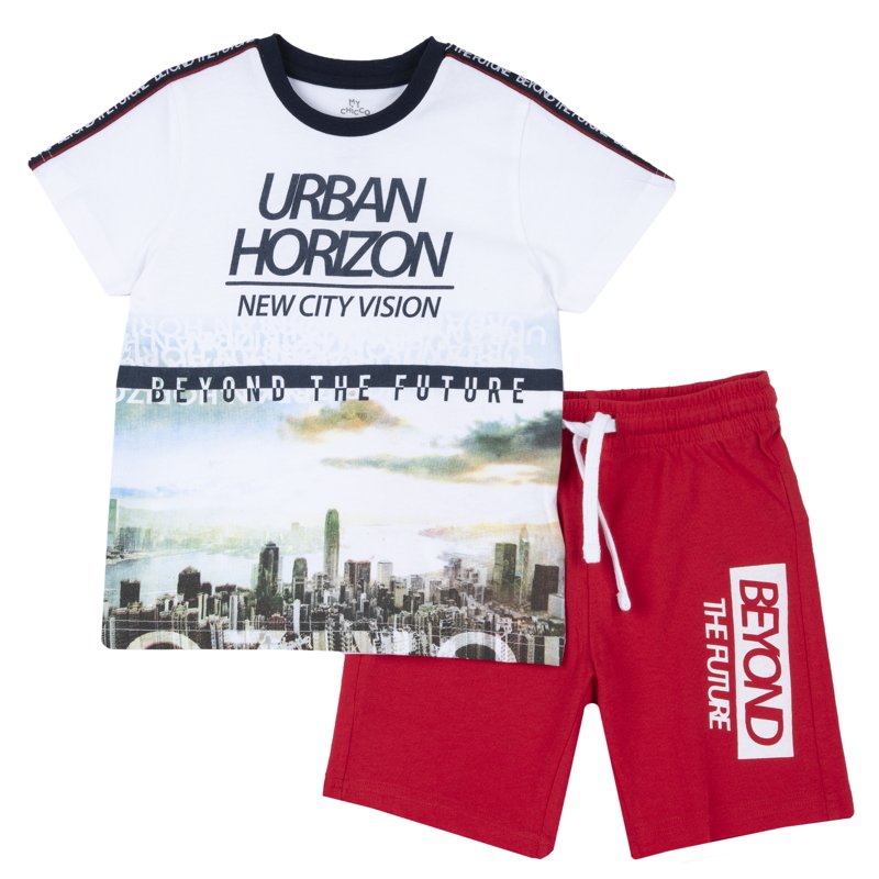 SET 2: T-SHIRT SHORT SLEEVE + SHORTS - WHITE