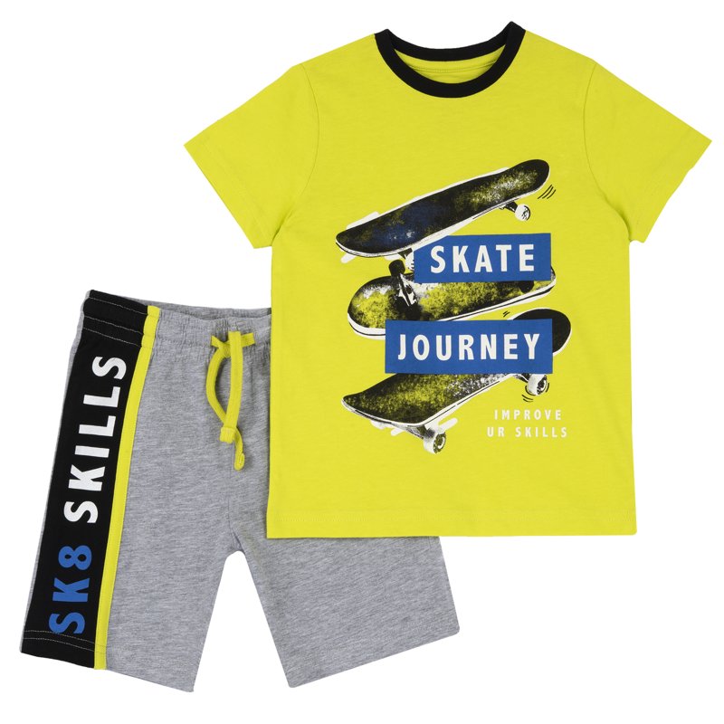 SET 2: T-SHIRT SHORT SLEEVE + SHORTS - LIGHT GREEN