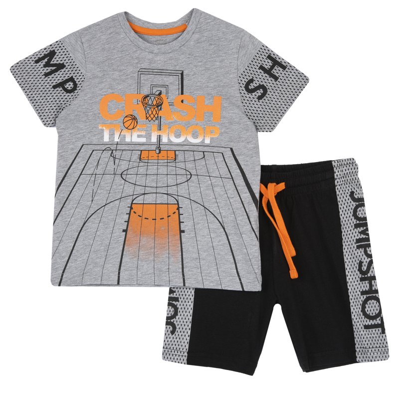 SET 2: T-SHIRT SHORT SLEEVE + SHORTS - LIGHT GREY