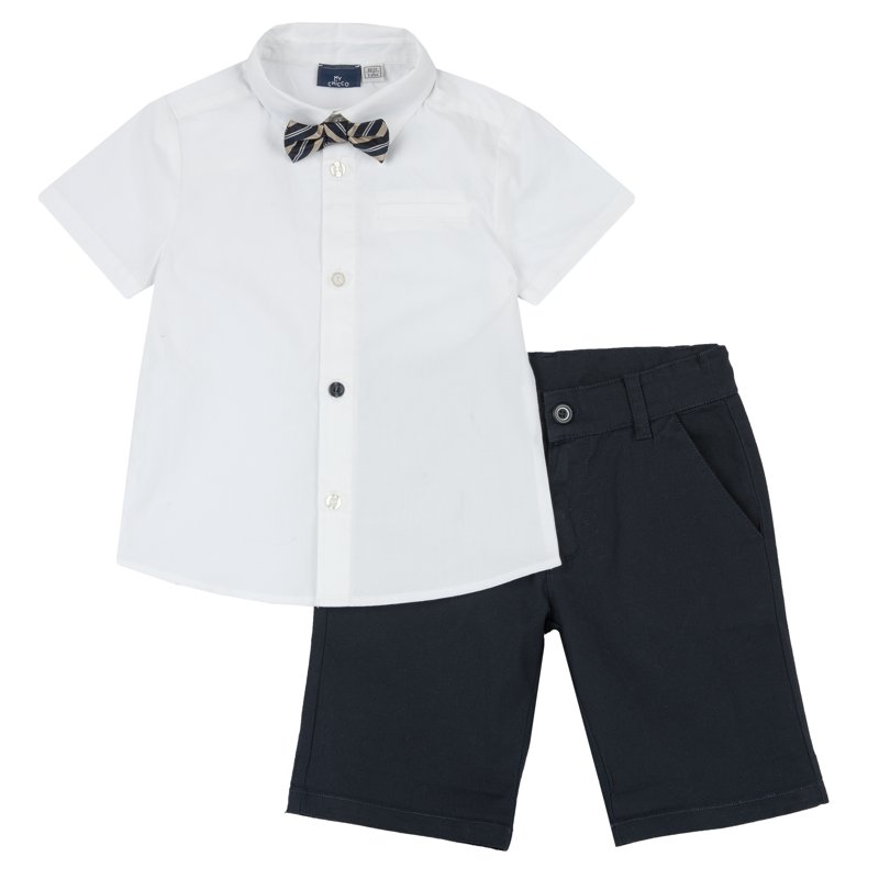 SET 2: SHIRT SHORT SLEEVE + TROUSERS - WHITE