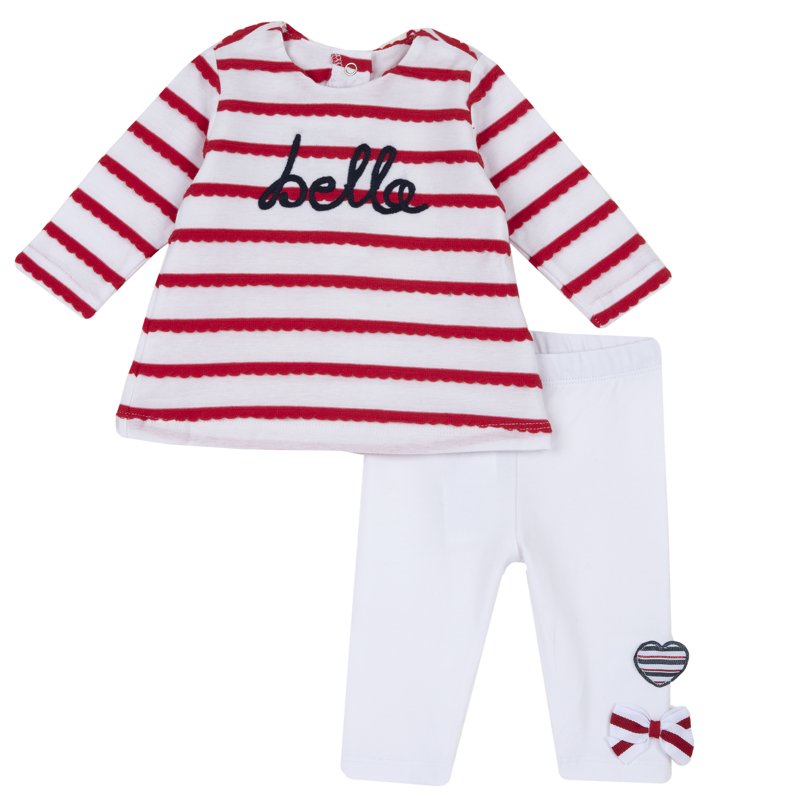 SET 2: T-SHIRT LONG SLEEVE + LEGGINGS - WHITE/RED