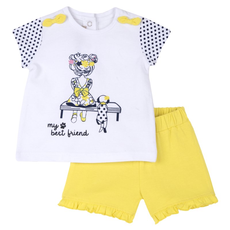 SET 2: T-SHIRT SHORT SLEEVE + SHORTS - WHITE