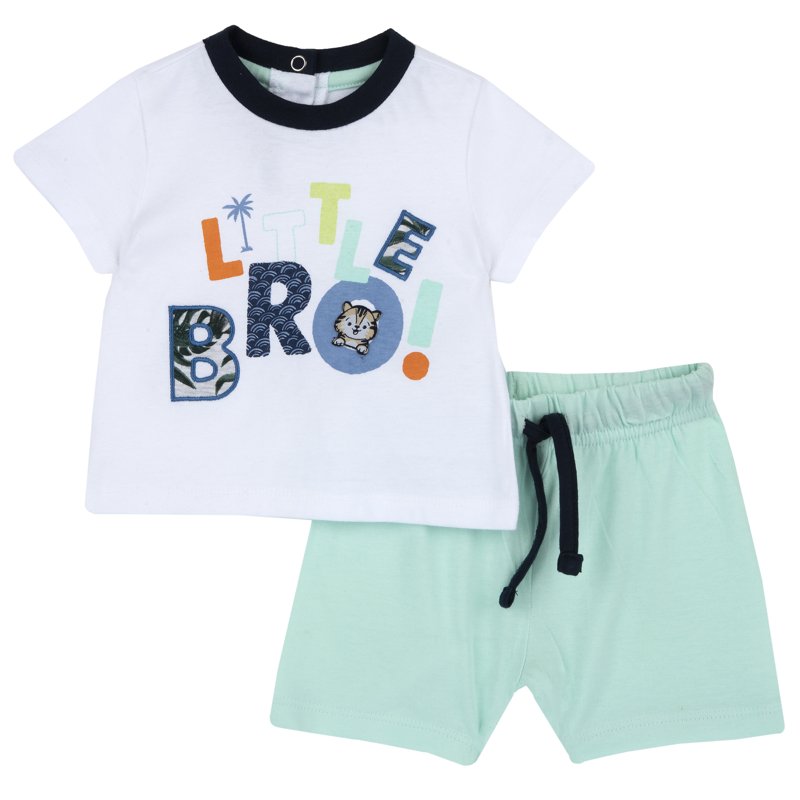 SET 2: T-SHIRT SHORT SLEEVE + SHORTS - LIGHT GREEN