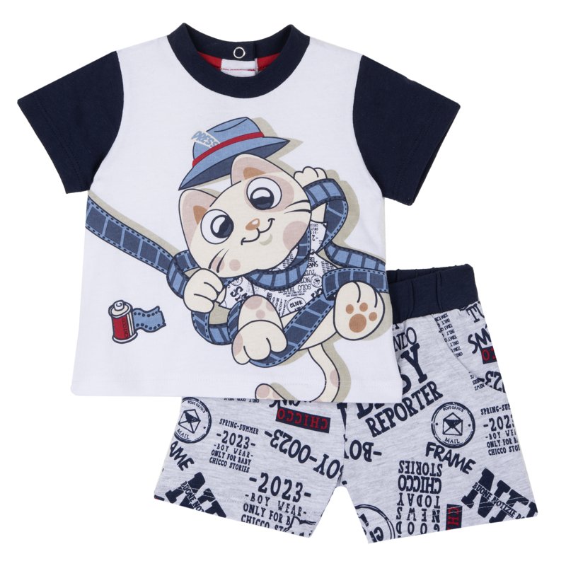 SET 2: T-SHIRT SHORT SLEEVE + SHORTS - WHITE