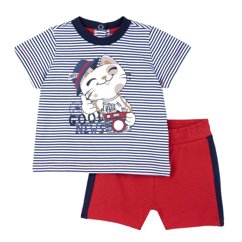 SET 2: T-SHIRT SHORT SLEEVE + SHORTS - WHITE/BLUE