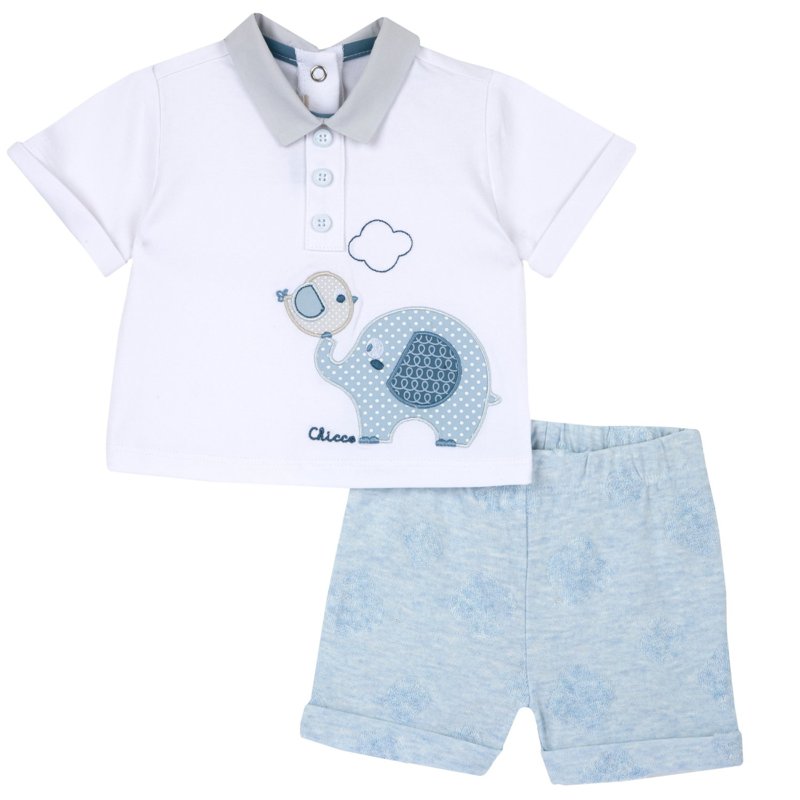 SET 2: POLO SHORT SLEEVE + SHORTS - WHITE
