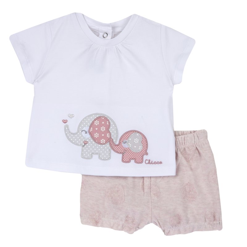 SET 2: T-SHIRT SHORT SLEEVE + SHORTS - WHITE