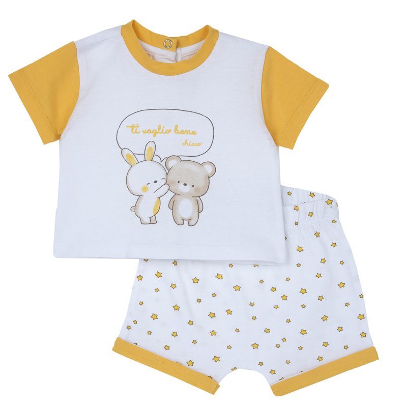 SET 2: T-SHIRT SHORT SLEEVE + SHORTS - WHITE