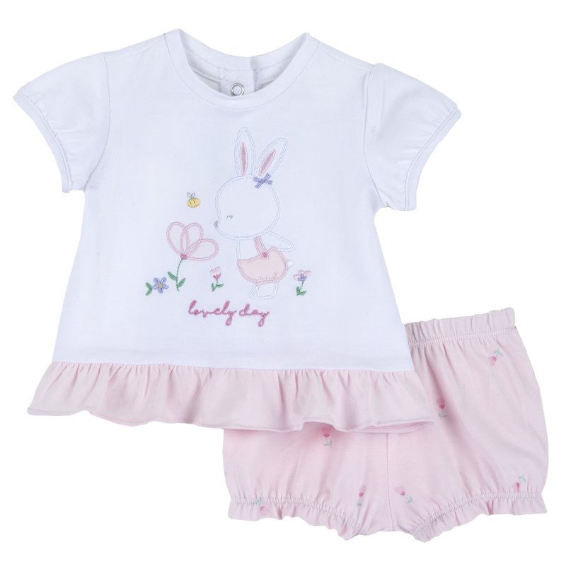 SET 2: T-SHIRT SHORT SLEEVE + SHORTS - LIGHT PINK