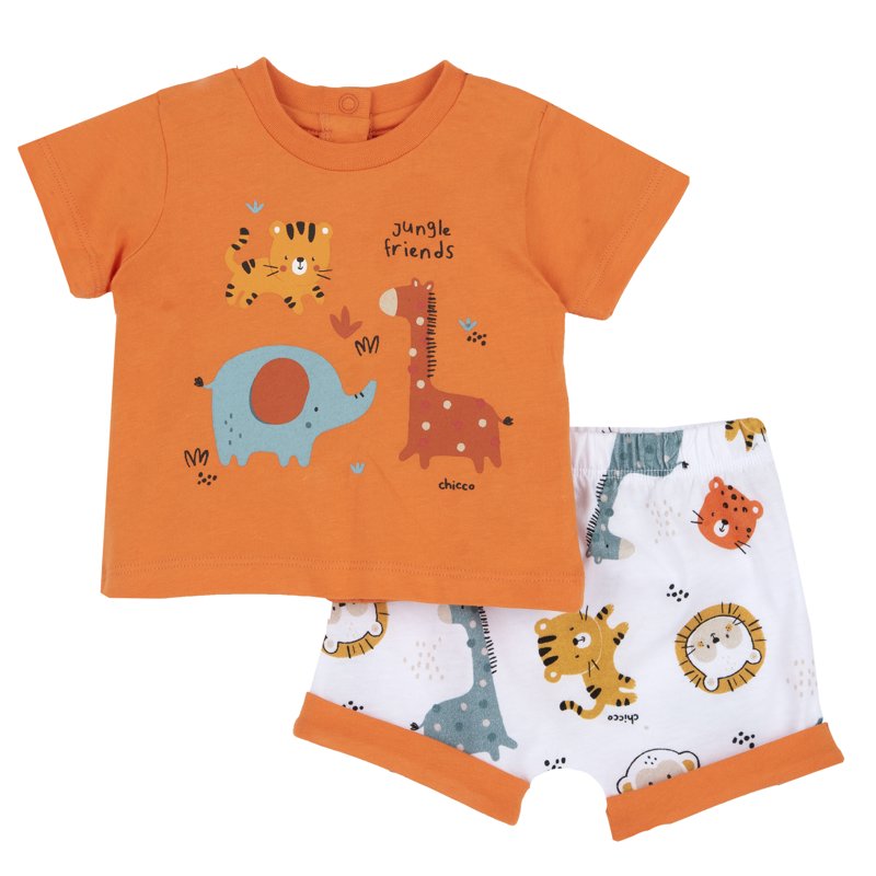 SET 2: T-SHIRT SHORT SLEEVE + SHORTS - MEDIUM ORANGE