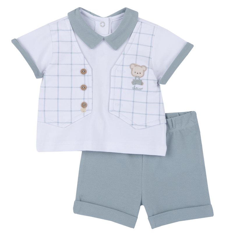 SET 2: POLO SHORT SLEEVE + SHORTS - WHITE