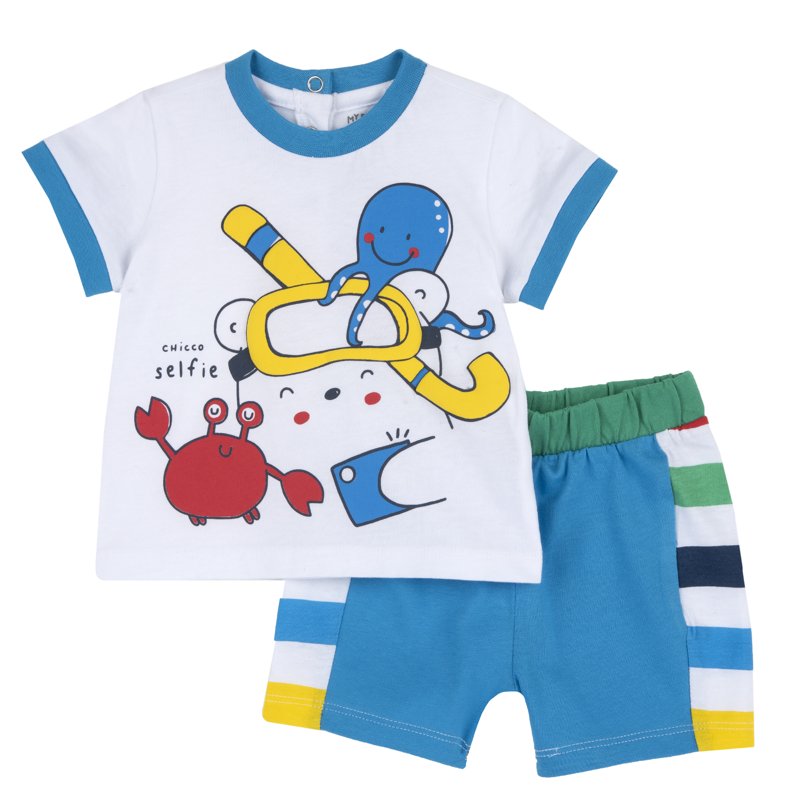 SET 2: T-SHIRT SHORT SLEEVE + SHORTS - MEDIUM LIGHT BLUE