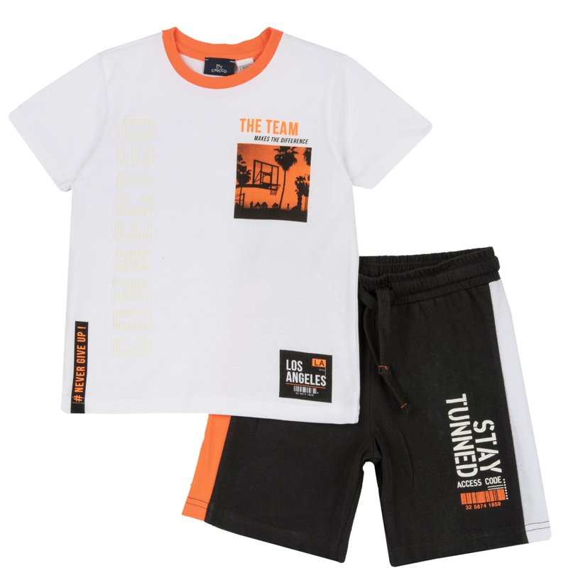 SET 2: T-SHIRT SHORT SLEEVE + SHORTS - WHITE