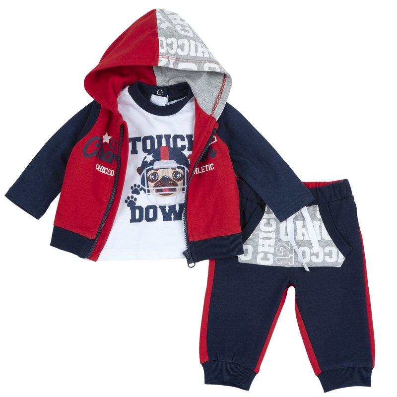 SET 3: VEST + T-SHIRT LONG SLEEVE + SPORT PANTS - MEDIUM RED