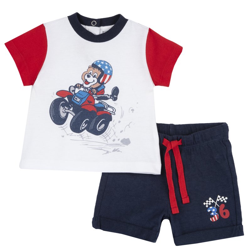 SET 2: T-SHIRT SHORT SLEEVE + SHORTS - MEDIUM BLUE