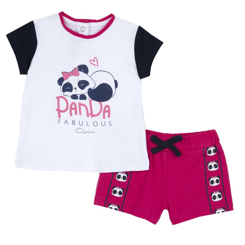 SET 2: T-SHIRT SHORT SLEEVE + SHORTS - DARK PINK