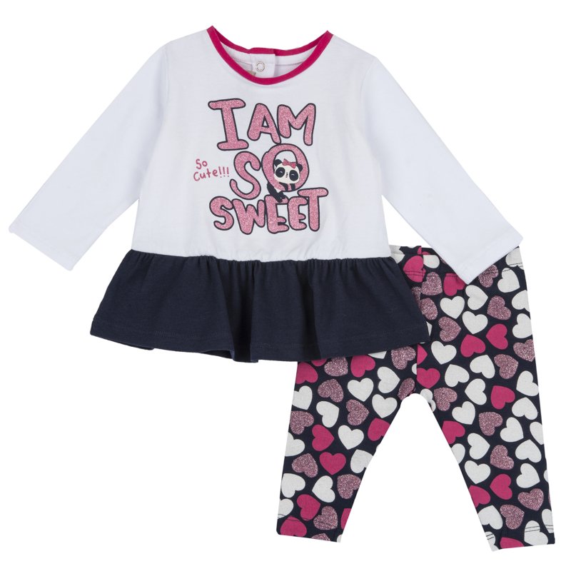 SET 2: T-SHIRT LONG SLEEVE + LEGGINGS - BLUE PRINTED