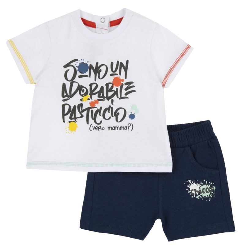 SET 2: T-SHIRT SHORT SLEEVE + SHORTS - WHITE