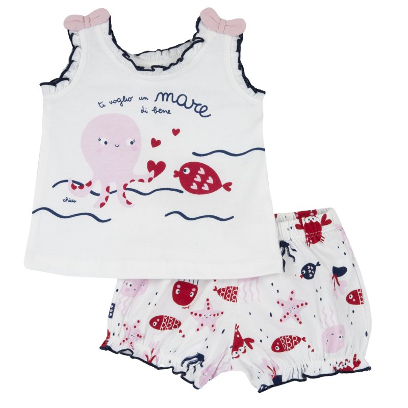 SET 2: TANK TOP + SHORTS - WHITE