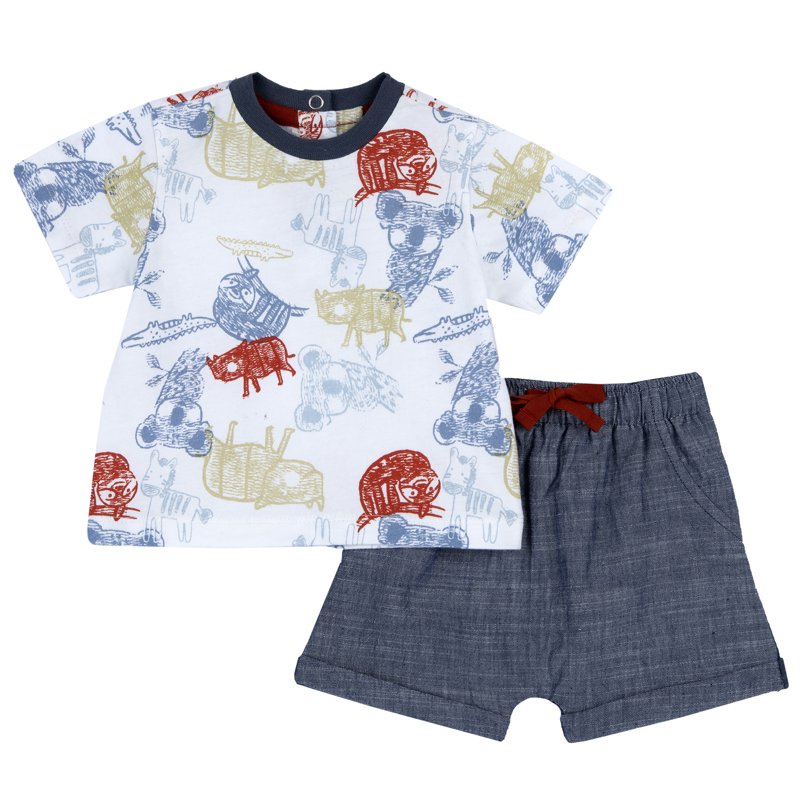 SET 2: T-SHIRT SHORT SLEEVE + SHORTS - MEDIUM BLUE