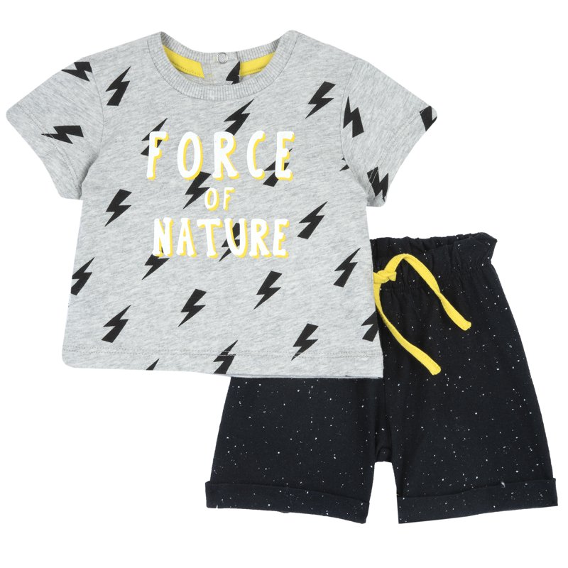 SET 2: T-SHIRT SHORT SLEEVE + SHORTS - BLACK