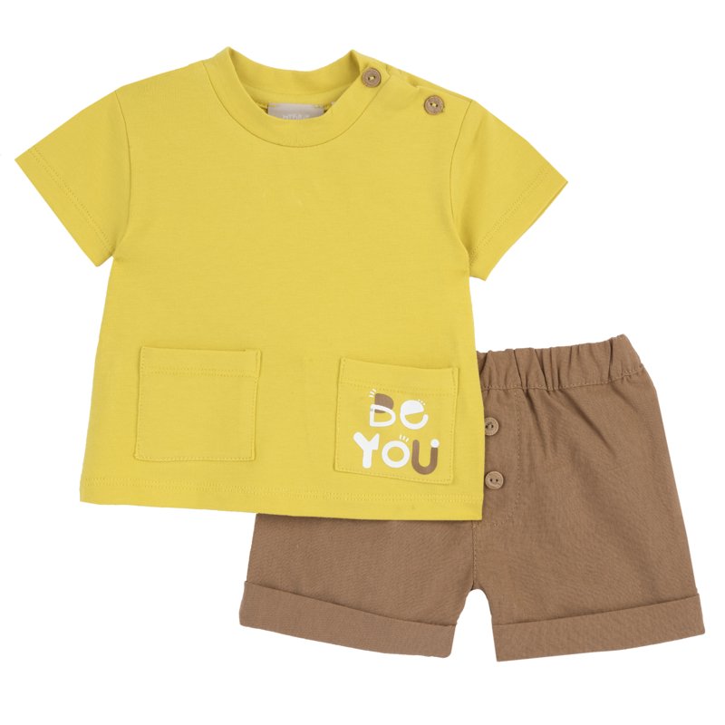 SET 2: T-SHIRT SHORT SLEEVE + SHORTS - MEDIUM BROWN