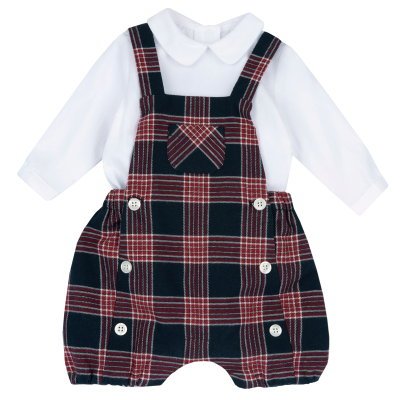 SET 2: SHIRT LONG SLEEVE + SHORT DUNGAREES - STEEL