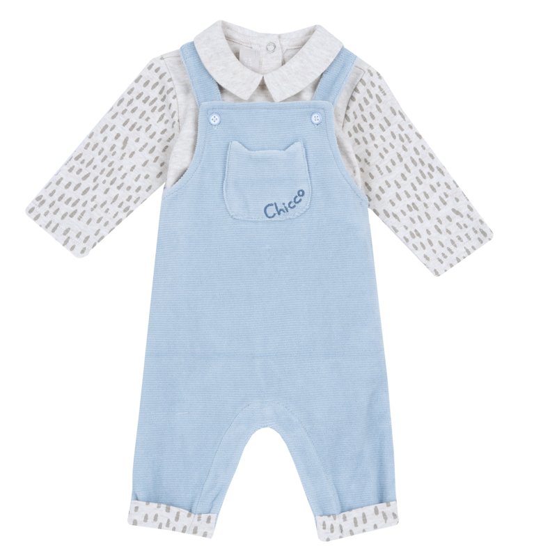 SET 2: BODYSUIT LONG SLLEVE + LONG DUNGAREES - LIGHT NATURAL