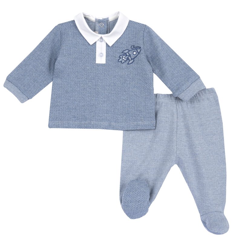 SET 2: BABY SWEATER + LEGGINGS - DARK BLUE/LIGHT BLUE
