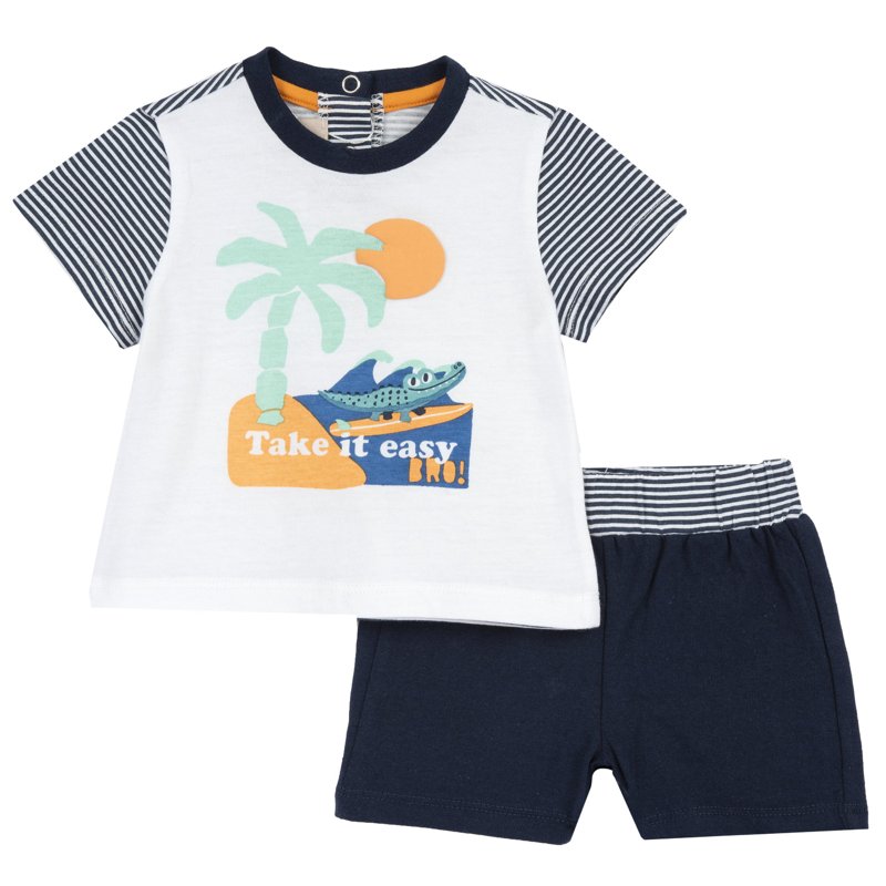 SET 2: T-SHIRT SHORT SLEEVE + SHORTS - WHITE