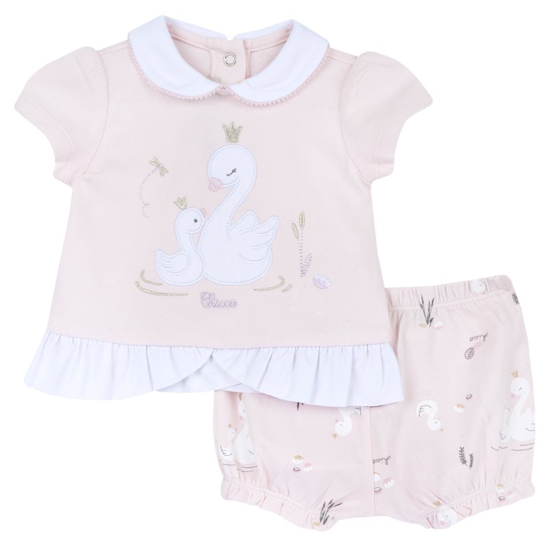 SET 2: T-SHIRT SHORT SLEEVE + SHORTS - LIGHT PINK