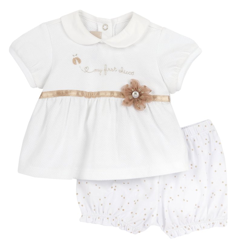 SET 2: T-SHIRT SHORT SLEEVE + SHORTS - WHITE