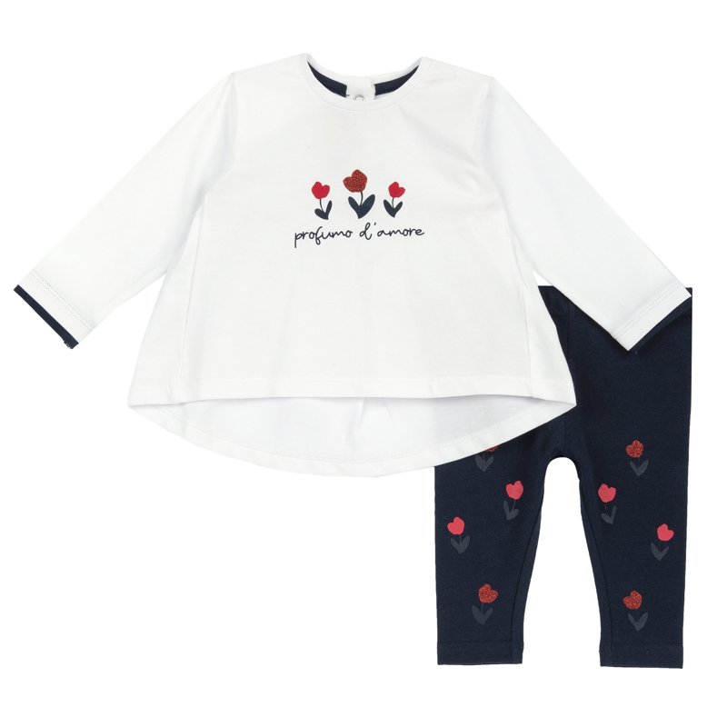 SET 2: T-SHIRT LONG SLEEVE + LEGGINGS - WHITE