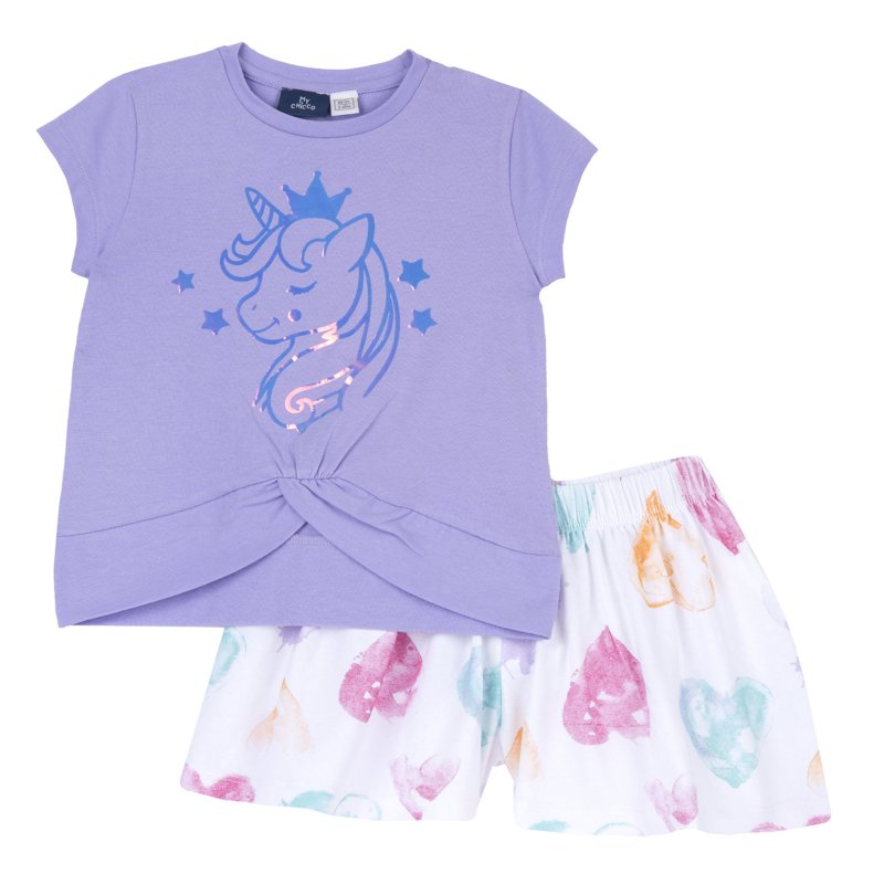 SET 2: T-SHIRT SHORT SLEEVE + SHORTS - MEDIUM LILAC