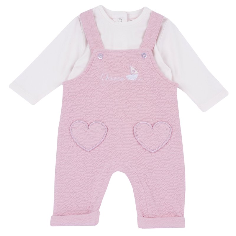 SET 2: BODYSUIT LONG SLLEVE + LONG DUNGAREES - DARK PINK