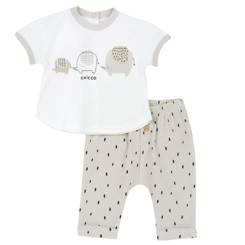SET 2: T-SHIRT SHORT SLEEVE + PANTS - MEDIUM NATURAL