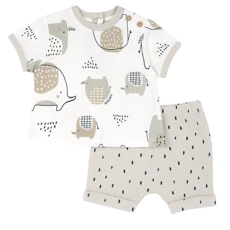 SET 2: T-SHIRT SHORT SLEEVE + SHORTS - MEDIUM NATURAL