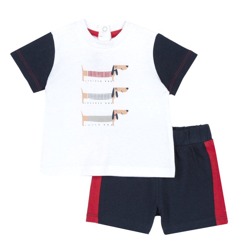 SET 2: T-SHIRT SHORT SLEEVE + SHORTS - WHITE