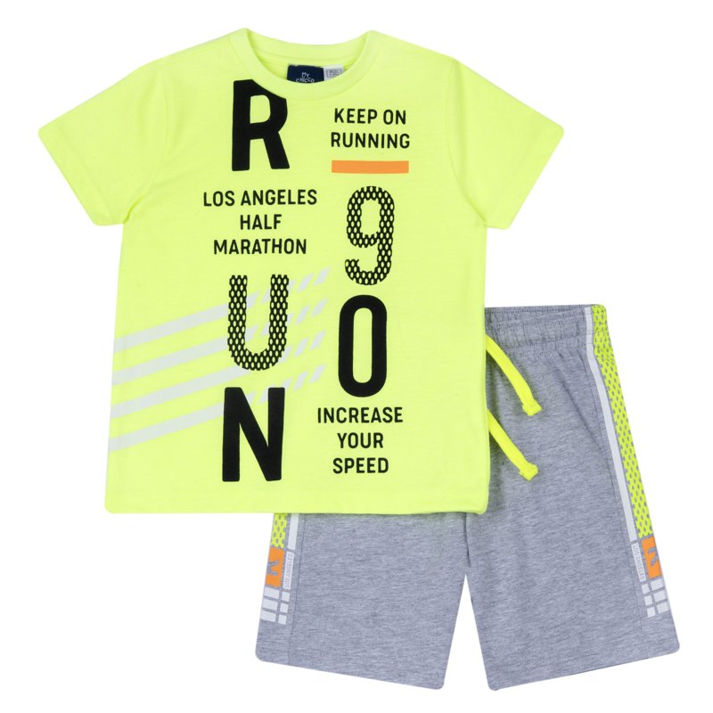 SET 2: T-SHIRT SHORT SLEEVE + SHORTS - LIGHT YELLOW