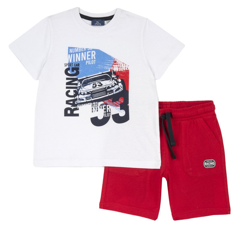 SET 2: T-SHIRT SHORT SLEEVE + SHORTS - WHITE